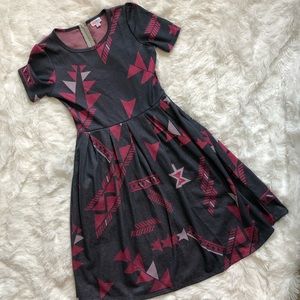 LuLaRoe Amelia Dress Gray and Pink Size Medium
